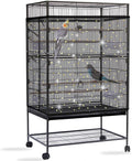 Daoeny Bird Cage Seed Catcher, Large Bird Cage Cover, Adjustable Soft Airy Nylon Mesh Net, Birdcage Cover Skirt Seed Guard for Parrot Parakeet Macaw African Round Square Cages (Black, Sequins Star)