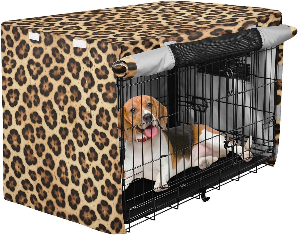 Cheetah Leopard Print Dog Crate Covers Breathable Dog Kennel Cover Windproof Waterproof Privacy Shading Fit for 30IN Wire Dog Cage