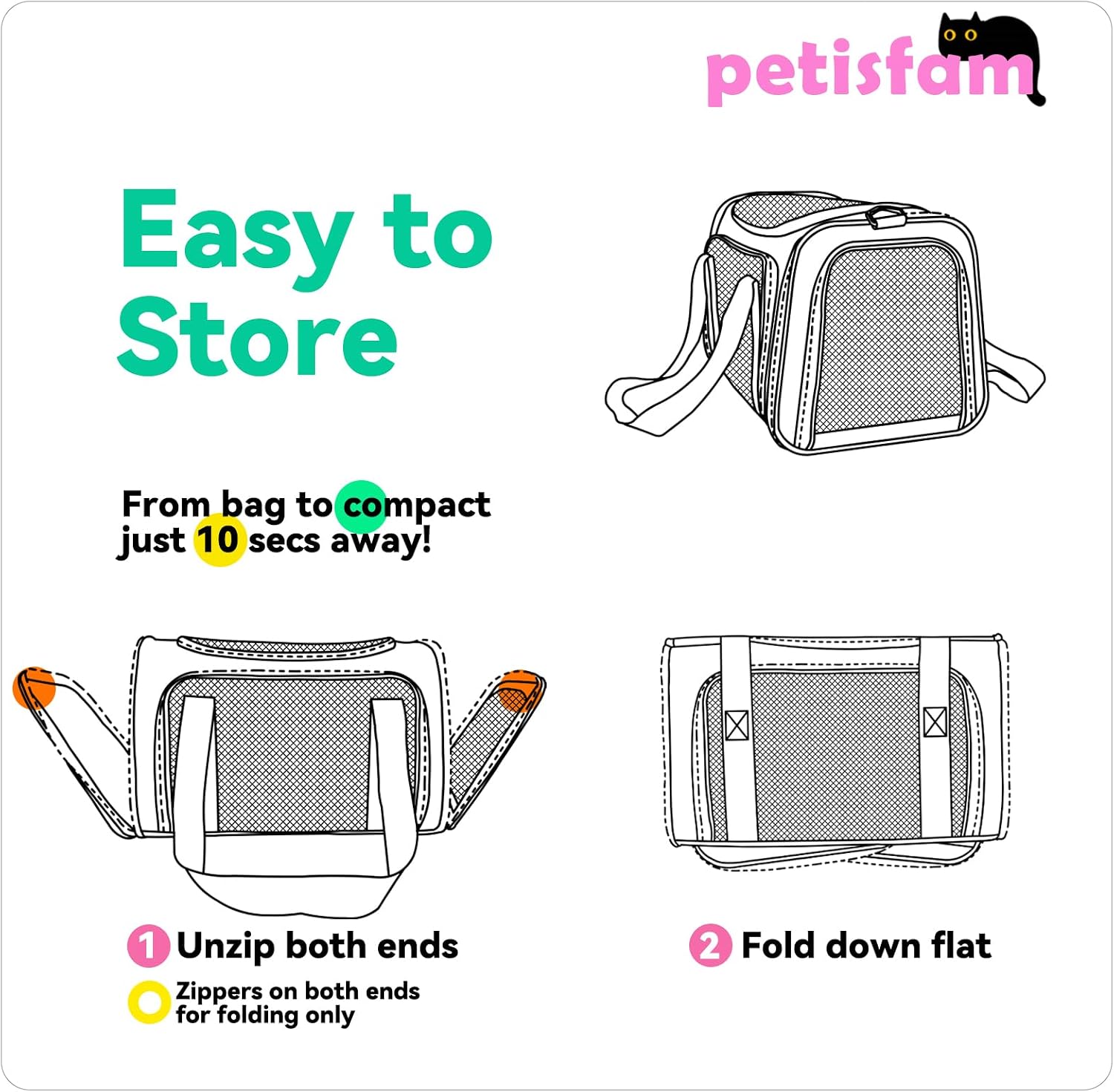 Easy Load Pet Carrier for Medium Cats and Small Dogs