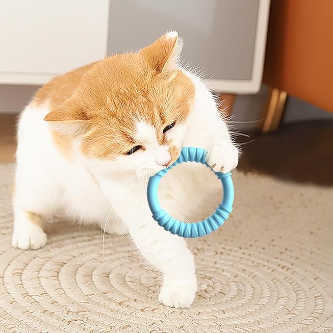 Natural Rubber Dog Chew Toy with Vanilla Scent for Aggressive Chewers, Durable Interactive Fetch and Tug Toy for Medium Dogs, Teething Relief Chew Ring Dishwasher Safe Non-Toxic (Blue)