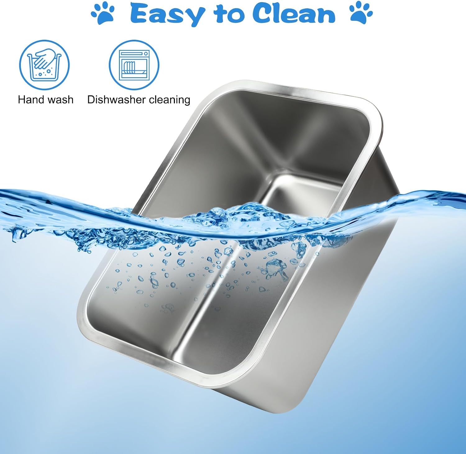YUEPET Outdoor Dog Water Bowl, 5 Gallon Stainless Steel Bowl for XL Dogs | 5 Gallon Capacity, Extra Large Dogs, Multi-Dog Homes, Food and Water Use, Rounded Corners, Raised Edges, Easy to Clean