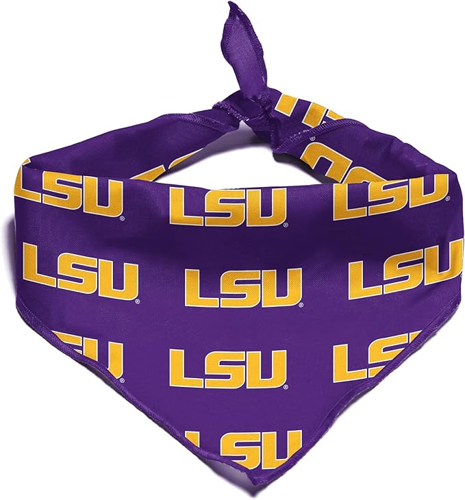 LSU Tigers Officially Licensed Bandana for Dogs and Cats | Fits Pets Great Gift Idea | Easy-to-Tie (Large, 28")