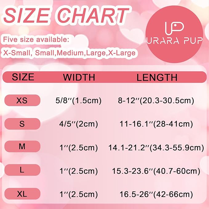 Valentine's Dog Collar, UP URARA PUP Pink Love Heart Adjustable Pet Collar with Bowknot Charm, Adorable Wedding Dog Accessories for Small Medium Large Dogs