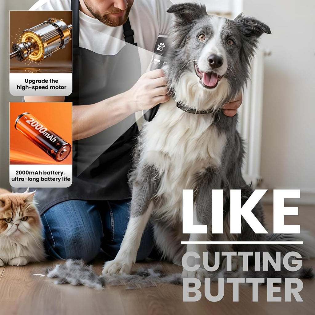 Coldspot Dog Clippers for Grooming, 3-Speed Low Noise Cordless Pet Grooming Kits with Ceramic Blades & LED Display for Dogs Cats Full Coat Hair