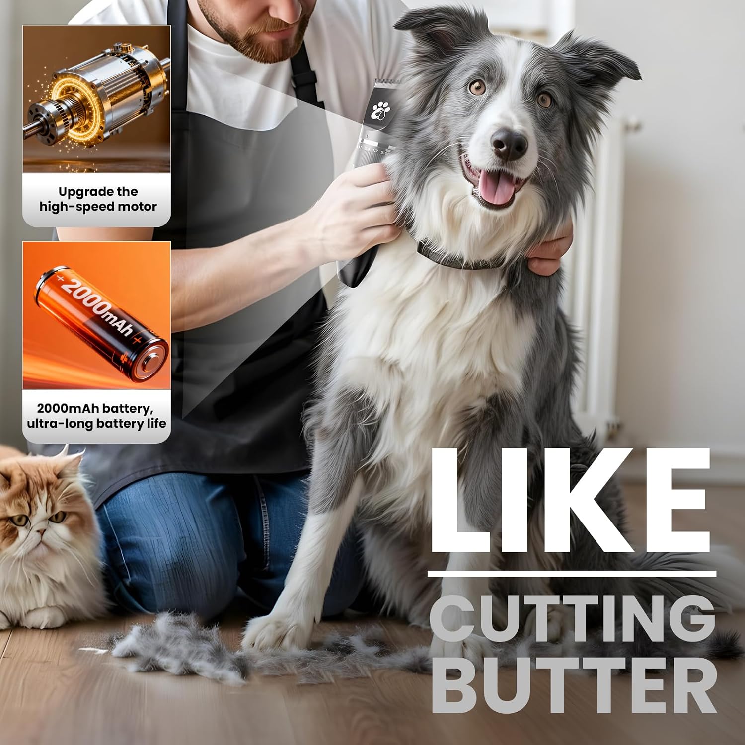 Coldspot Dog Clippers for Grooming, 3-Speed Low Noise Cordless Pet Grooming Kits with Ceramic Blades & LED Display for Dogs Cats Full Coat Hair