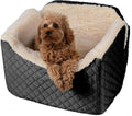 Snoozer Lookout I Car Seat - Dog Car Seats for Small Dogs, Puppy Booster Bed for Small & Medium Sized Pets Up to 25 Lbs, Elevated, Washable - Medium, Black Quilted | Dog booster car seat, Elevated view helps alleviate travel sickness & fear, Removable