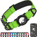Joytale Airtag Dog Collar, Reflective Pet Collar with Waterproof AirTag Holder, Dual D-Rings, Soft Padded Adjustable for Small Dogs, Green, S