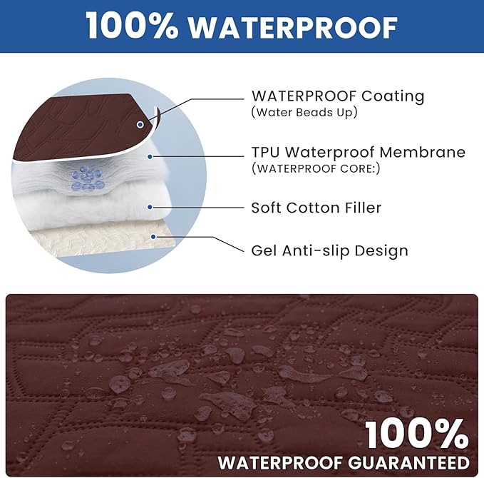 Waterproof Couch Covers for Pets, Waterproof Dog Bed Cover, Anti-Slip Soft Dog Blankets, Couch Cover for Dogs Washable, Pet Blanket for Puppy Large Dogs Cat (30x70 Inch, Coffee)