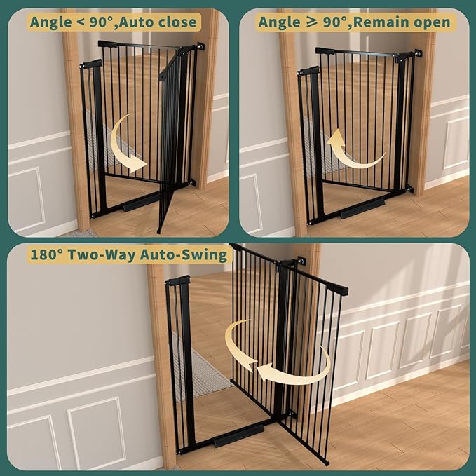 40.55" Tall, 61.61-69.48 Inch Wide, 1.37" Ultra Narrow Spacing Dog Pet Baby Gate Indoor for Doorway Hallway, Pressure Mounted 62 63 64 65 66 67 68 69 Inches Wide Black