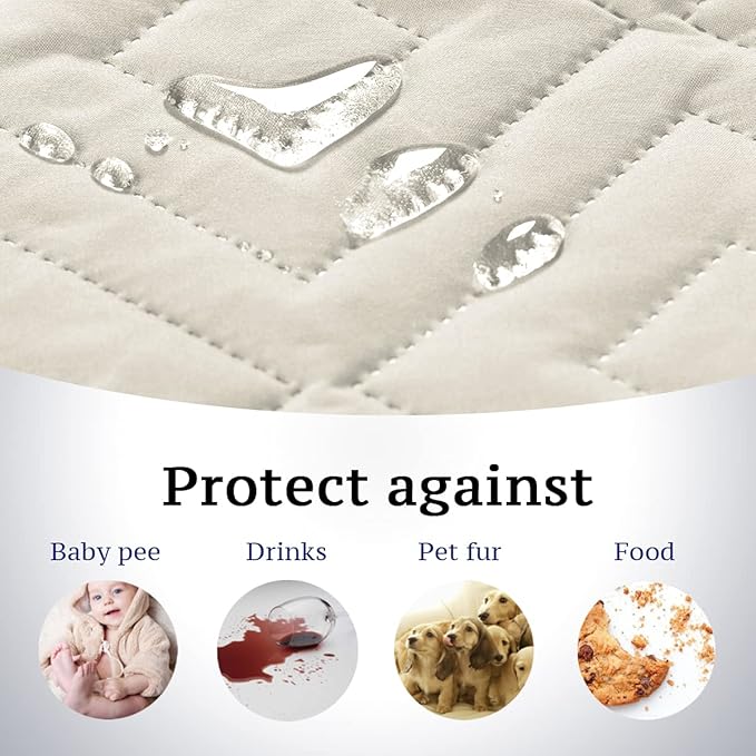 H.VERSAILTEX Reversible Sofa Slipcover Furniture Protector Water Resistant 2" Elastic Straps Sofa Cover Couch Covers Pets Kids Fit Sitting Width Up to 78" (Oversized Sofa: 86" x 132", Ivory/Beige)