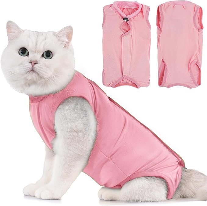 Avont Cat Recovery Suit - Kitten Onesie for Cats After Surgery, Cone of Shame Alternative Surgical Spay Suit for Female Cat, Post-Surgery or Skin Diseases Protection -Pink(S)