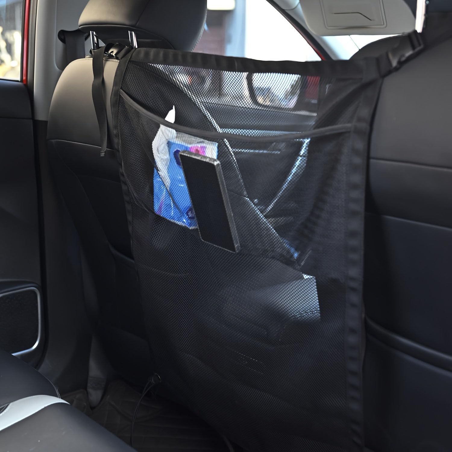 Mesh Dog Car Barrier for Kia Carnival Hybrid 2025 2026 | Heavy Duty Backseat Pet Net with Storage Pocket Adjustable Safety Organizer Divider 1 Pack