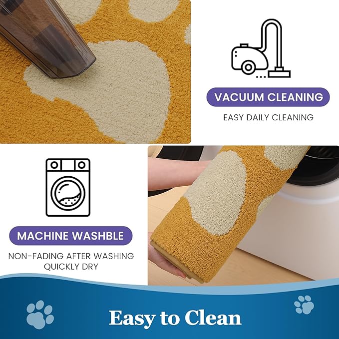 Buganda Dog Door Mat for Muddy Paws, Absorbent Dirt Trapper Washable Indoor Doormats, Non Slip Low-Profile Mud Mat for Dogs, Front Entrance Doormat for Inside Floor (48x30 Inches, Yellow)