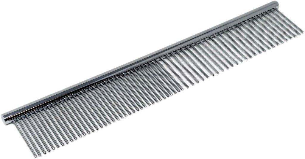 Metal Dog Grooming Comb - 7 1/2" Stainless Steel - Cats and Other Pets