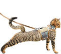 Tactical Kitty Harness and Leash for Walking Escape Proof Breathable Mesh Fabric, Green Jungle Camo, Small, Adjustable Cat Walking Jackets, Padded Stylish Cat Vest