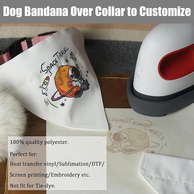 8 Packs Sublimation Blank Dog Bandana Over Collar, Pet Collar Slip-On Bandana Blank Customize White Polyester DIY for Dog Cat Extra Small, Small, Medium & Large (S)