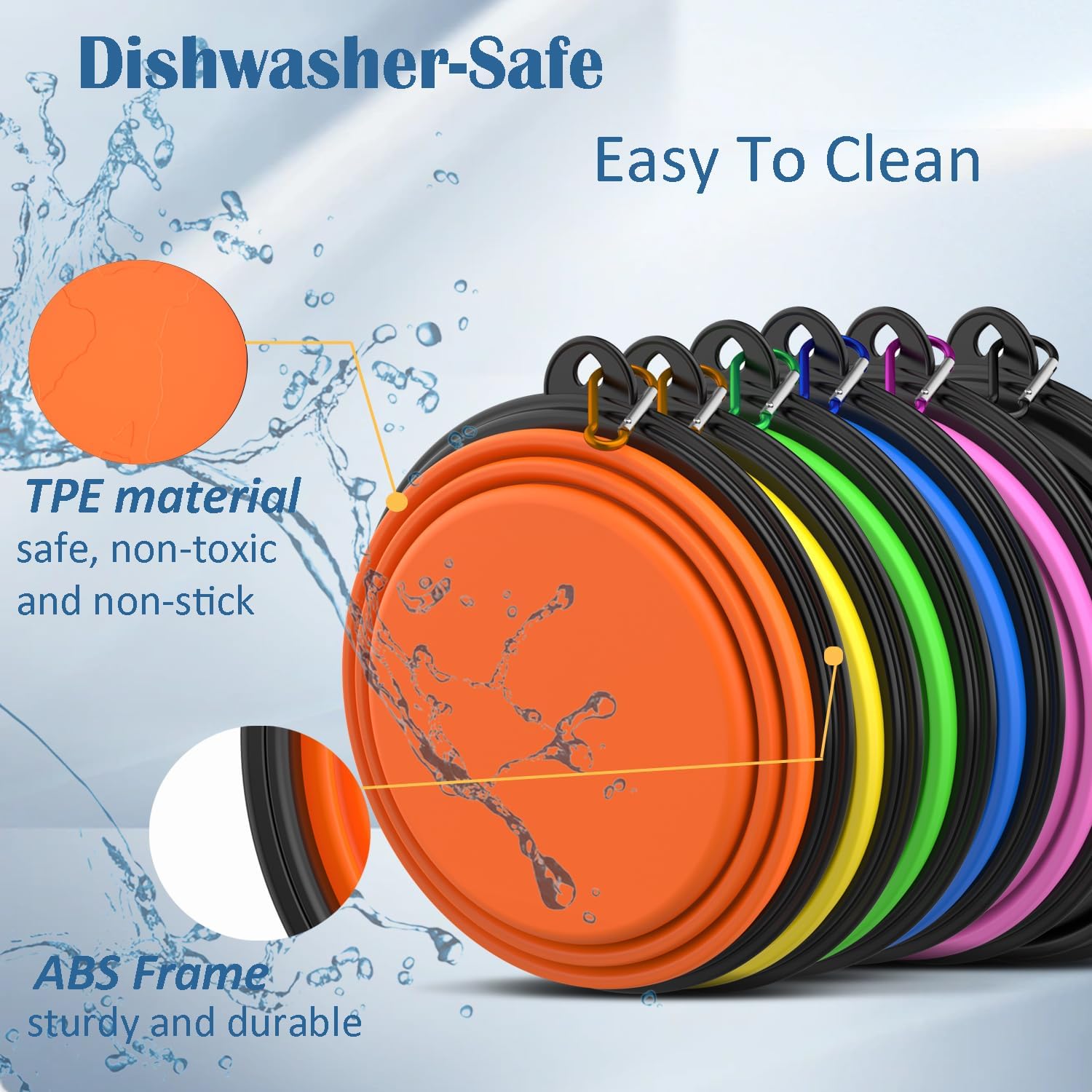 Collapsible Dog Bowls [3 Pack] 34 oz, Travel Dog Bowls, Pet Bowl Portable Foldable Water Food Feeding Dishes with Carabiner Clip for Traveling Hiking Walking-Black & Green & Blue