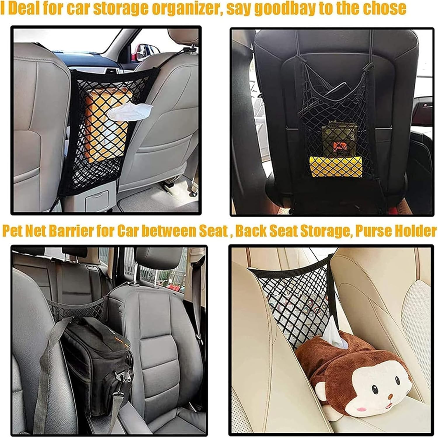 1 Pcs Car Barrier for Ford Explorer Tremor 2026 2025-2024, Dog Guard Net Organizer Back Seat Divider Universal Elastic Safety Mesh Storage Pocket