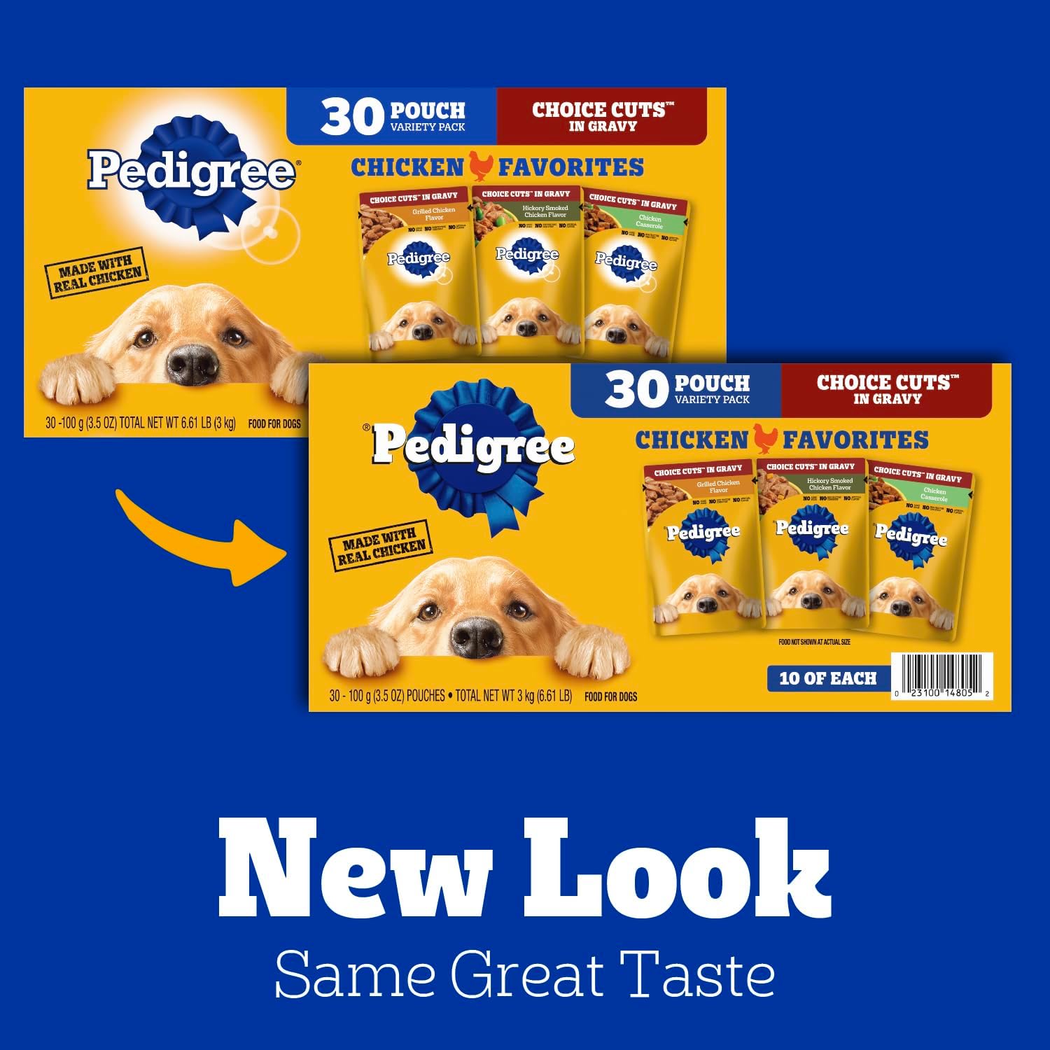 Pedigree Choice Cuts Wet Dog Food Pouch, Chicken Variety, 3.5 oz, 30 Count | 100% complete & balanced, steam cooked, made with real chicken, 36 vitamins & minerals, 50%+ water for hydration