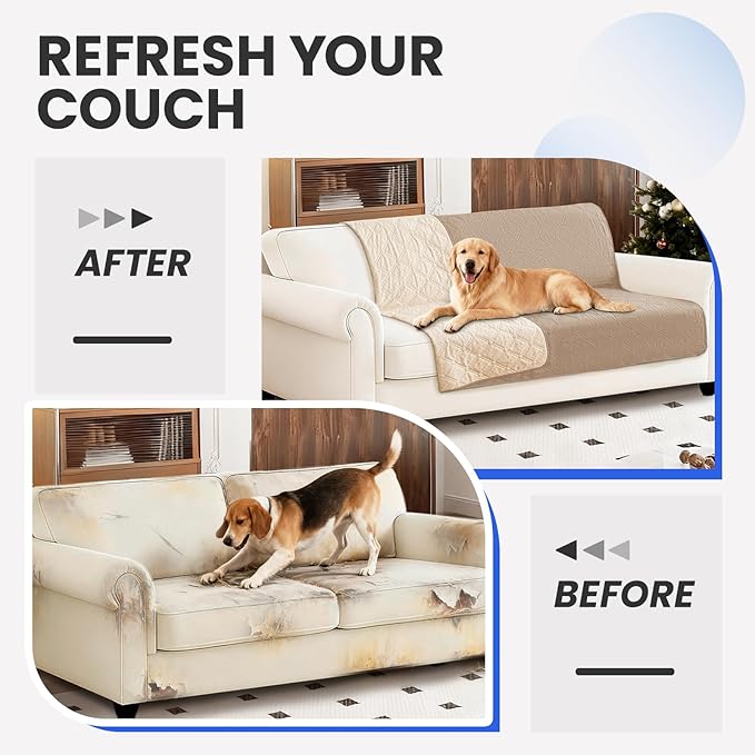 Waterproof Dog Bed Cover, Non-Slip Dog Blanket for Couch, Couch Covers for Dogs Washable, Pet Blanket for Furniture, Pet Bed Mat for Sofa, Car, Pet Supplies (68x82 Inch, Khaki)