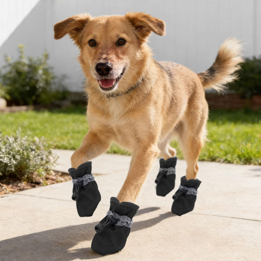 4Pcs Small Dog Shoes, Breathable Non-Slip Pet Booties, Puppy Paw Protectors 4-Pack Foot Covers for Small Breeds(Orange,S)