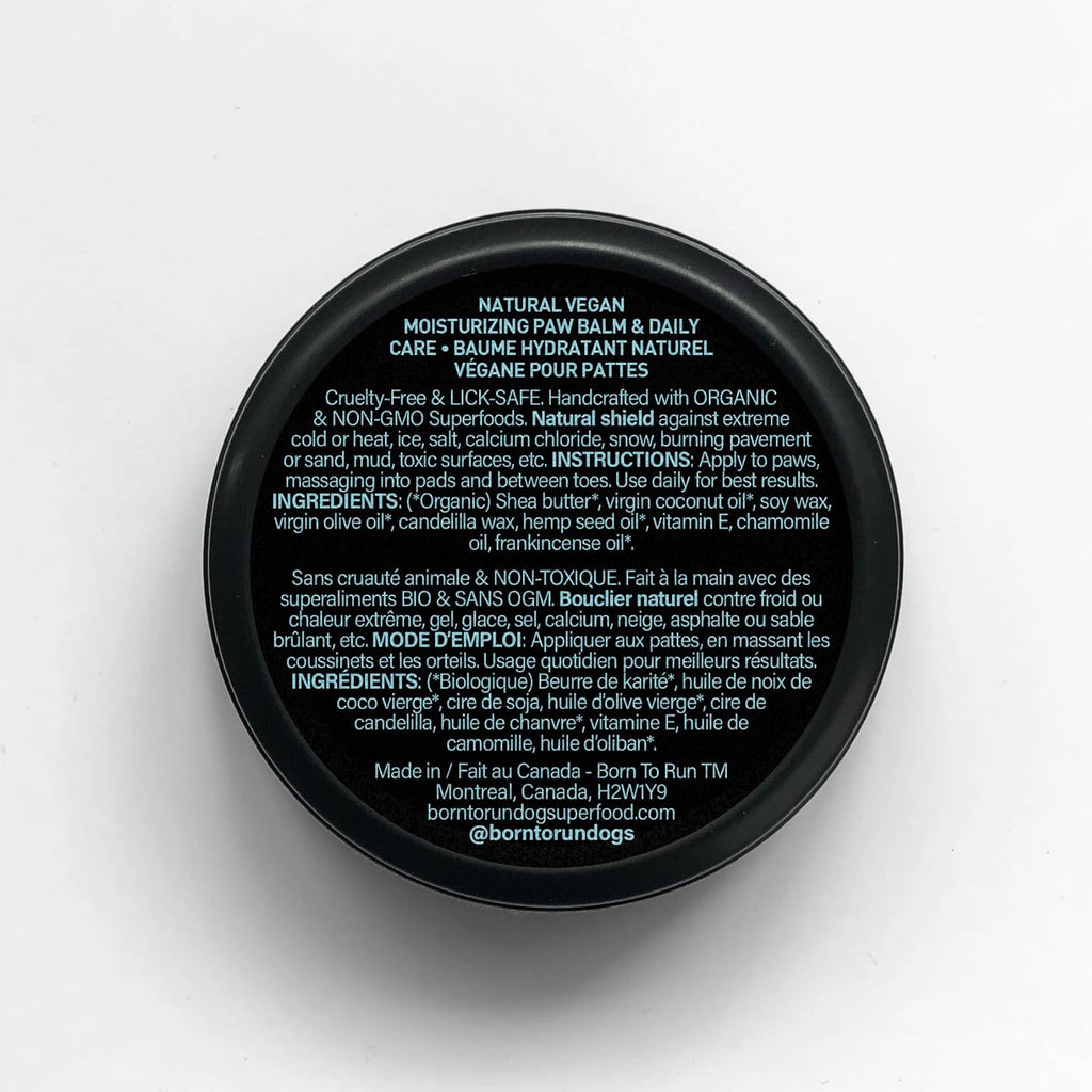 BORN TO RUN Dog Paw Balm for Winter 2oz | Breathable Paw Shield for Ice Cold & Rough Surfaces | Daily Moisturizing Wax for Dry Paws | Handmade with Superfoods | Plant-Based | Aloe Vera-Free