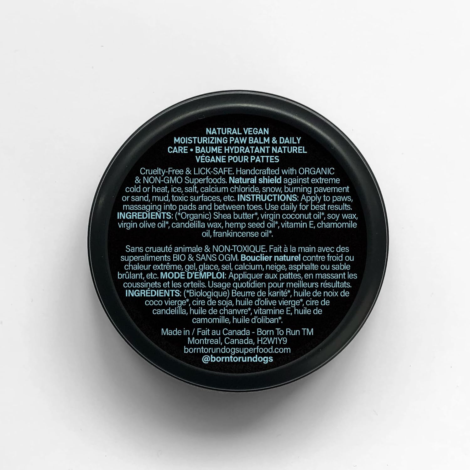 BORN TO RUN Dog Paw Balm for Winter 2oz | Breathable Paw Shield for Ice Cold & Rough Surfaces | Daily Moisturizing Wax for Dry Paws | Handmade with Superfoods | Plant-Based | Aloe Vera-Free