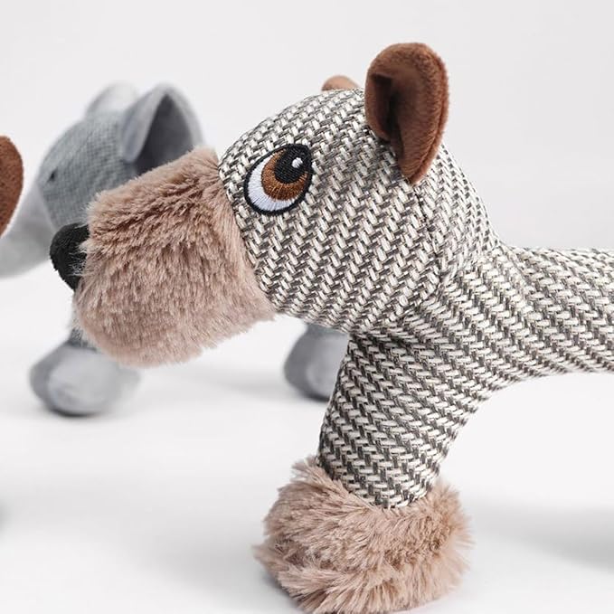Xcho Linen Safari Companions Squeaky Dog Chew Animals Indestructible Dog Chew Toys Puppy Toys to Keep Them Busy for Small Medium Dogs Uitable for Indoor and Outdoor Throwing Play(Monkey)
