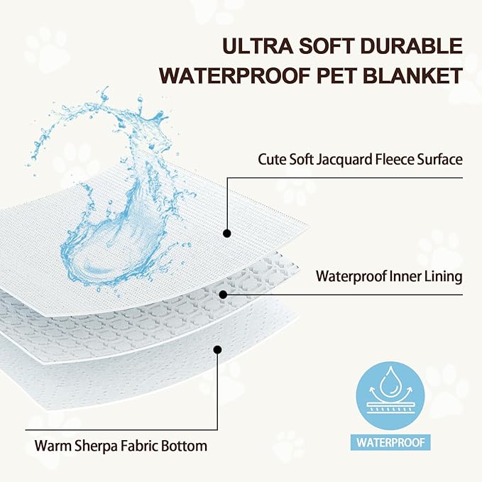 Waterproof Blanket for Dog Cat or Adult, Cute 3D Textured Flower Dog Blanket for Bed Couch Sofa, Soft Liquid Pee Proof Pet Furniture Protector, 60"x80", Blue