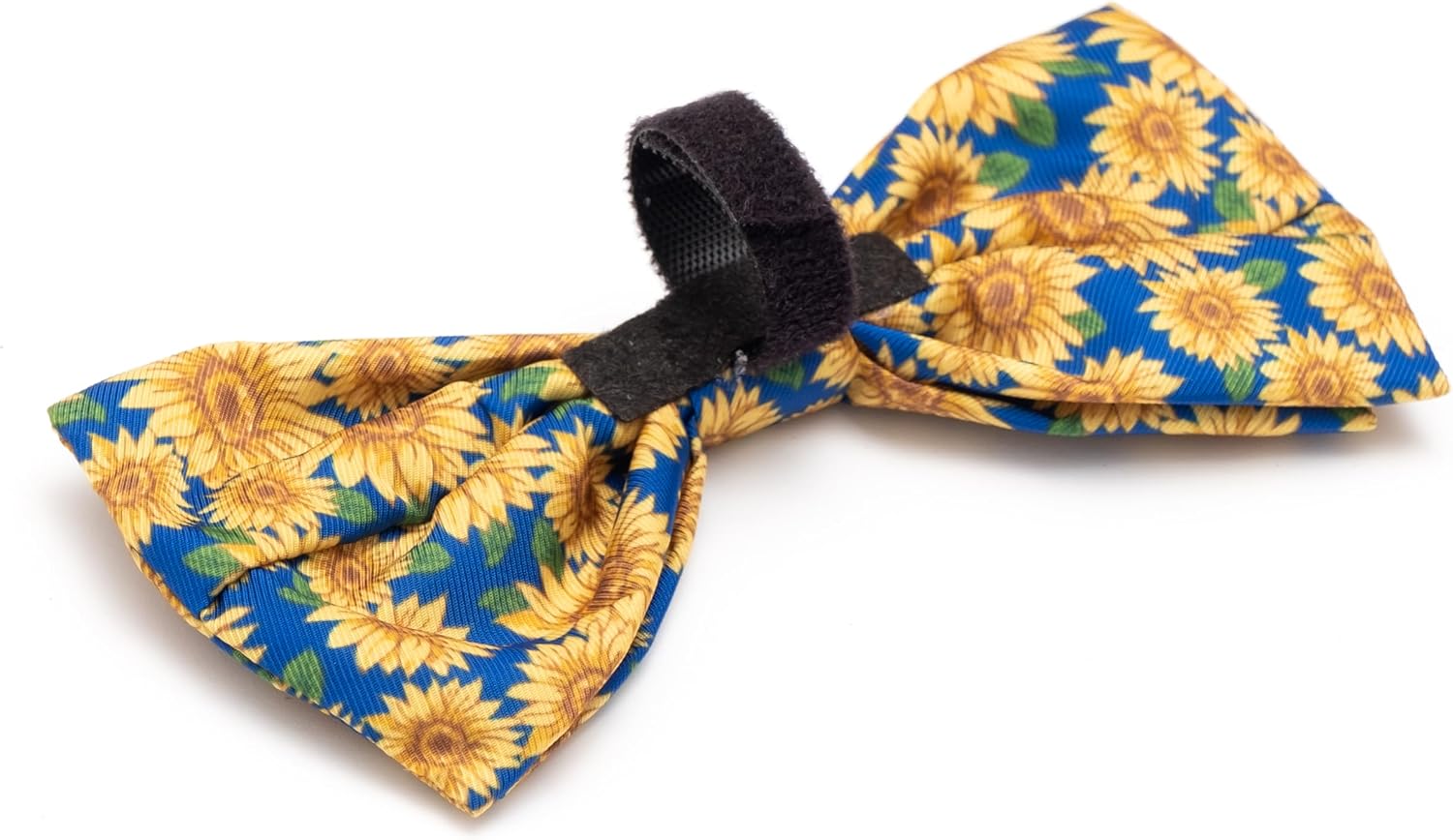 THE WORTHY DOG Food & Sport Print Pet Bow Ties for Dogs & Cats, Sunflowers | Stylish, Soft Printed Polyester Pet Bow Tie, Attach to Any Collar Easily with Touch Fastener, Floral, Sunflowers, Blue, Large