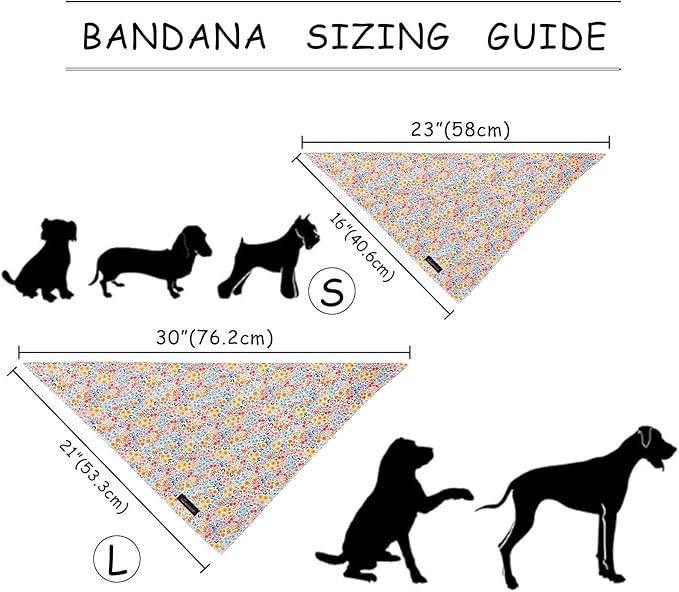 ARING PET Girl Dog Bandana, Spring Summer Daisy Floral Pet Bandana Scarf Triangle Bibs for Puppy Small Medium Large Dogs-L