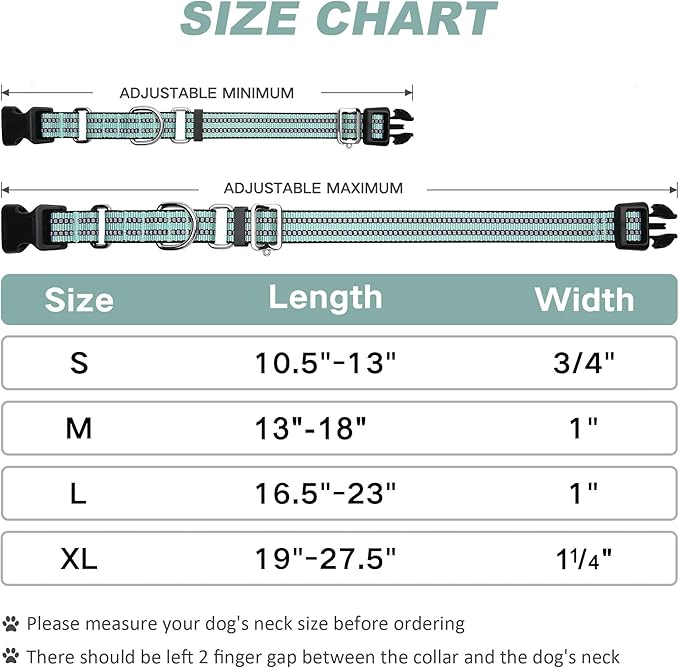 Martingale Dog Collar, Adjustable Nylon Reflective Collar with Quick Release Buckle (Apple Green, Small)