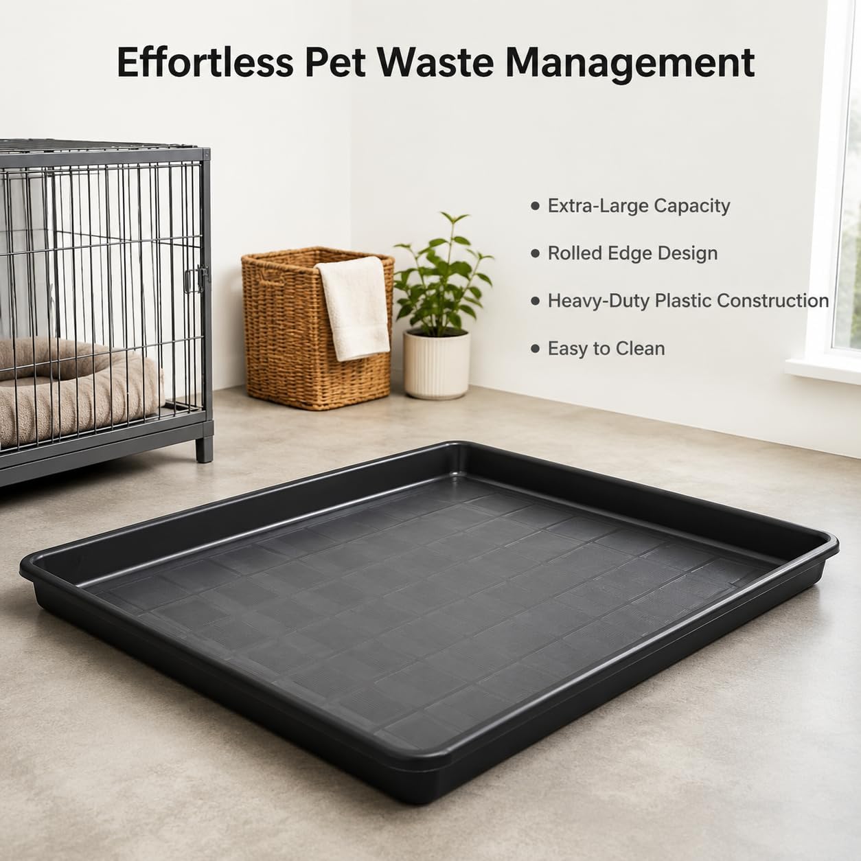 Cage Tray Pet Cage Tray Litter Pan Bottom Liner Waste Collector Leak Resistant Easy Clean Suitable for Cats Dogs Birds Chickens Ducks Home use, Length 74.5 * 59.5*High 3.5cm (R