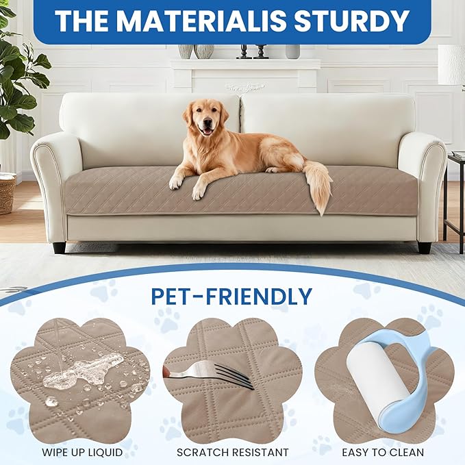 Waterproof Dog Blanket, Non-Slip Soft Pet Bed Cover, Couch Cover for Dogs Washable, Protects Sofa, Furniture, Crate, Car, Tear Resistant Leakproof Pet Blanket (30x53 Inch, Khaki)