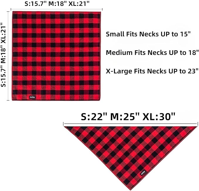 Buffalo Plaid Dog Bandanas Fall Christmas X-Large 6PCS Dog Gifts Red Blue Green Orange Black Brown Scarf Adjustable Kerchief for Medium Large Pets