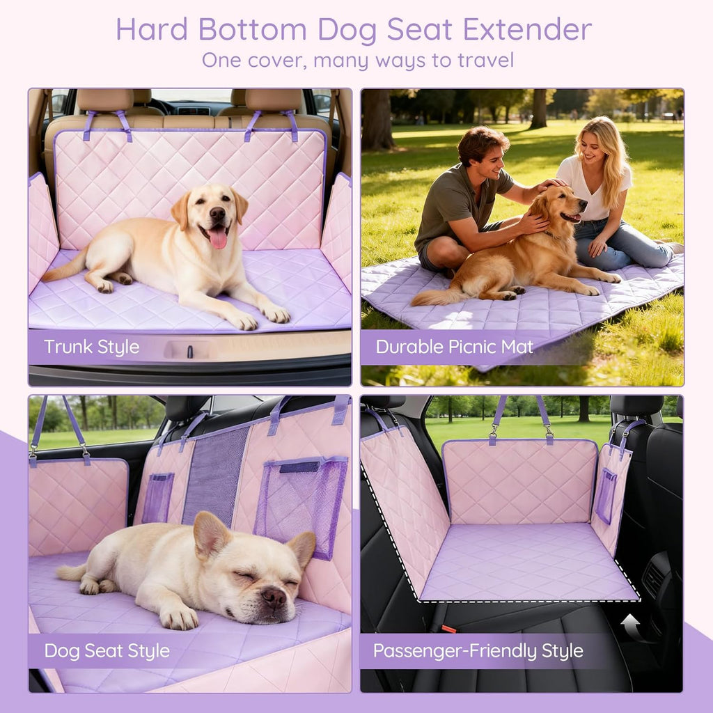 Back Seat Extender for Dogs Hard Bottom, Dog Car Seat Cover for Back Seat Holds 420lbs, Sturdy Backseat Dog Platform for Large Breed Dogs, 600D Oxford & Waterproof Pet Hammock for Cars, SUVs & Trucks