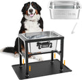 2.8 Gallon Elevated Large Dog Water Bowl with Spill-Proof Mat, 4-Height Adjustable (9.4–14.2'') Raised Dog Water Bowl Stand with Stainless Steel Bowls for Indoor/Outdoor Use
