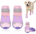 SlowTon Dog Shoes for Large Small Medium Dogs - Breathable Dog Boots | for Summer Hot Pavement, Paw Protector for Outdoor Walking Winter Snow, Anti-Slip Rubber Booties for Hardwood Floor, Pink 4