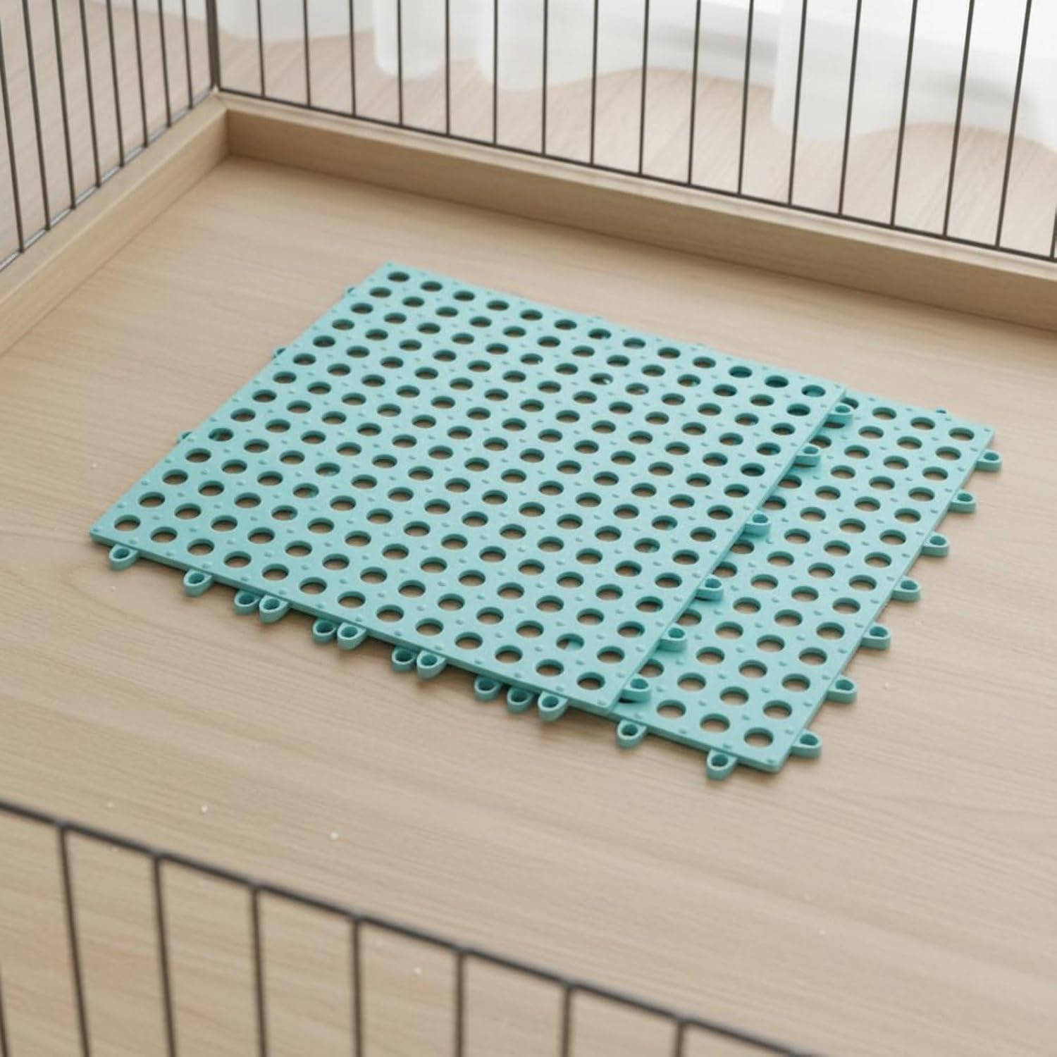 Pet Cage Mat Interlocking Floor Tile Liner Cage Mat Hutch Flooring Enclosure Pad Medical Silicone Bite Resistant with Fast Drainage Custom Cut and, White