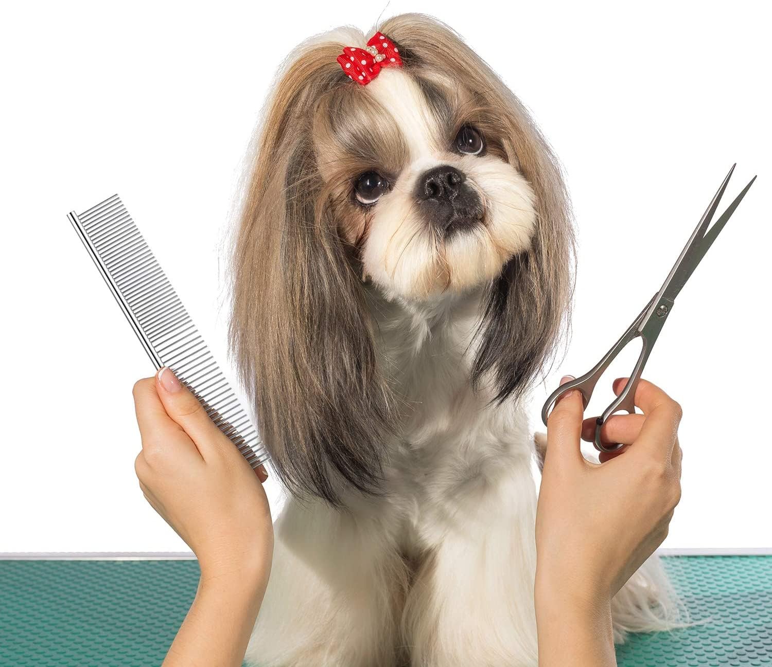 Dog Combs for Grooming, Metal Cat Comb for Long Haired | Removing Tangles and Knots, Professional Grooming Tool for Long Haired Dog, Cat and other pets