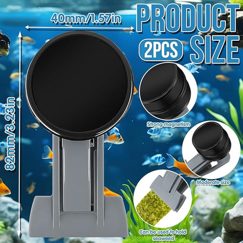 2Pcs Goldfish Feeder, Saltwater Aquarium Accessories Supplies Algae Magnet Seaweed Feeder Aquarium Magnetic Clips, Fish Tank Feeding Ring Suitable for Aquatic Pets