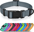 Joytale Reflective Dog Collar, Adjustable Nylon Pet Collar with Quick-Release Buckle for Medium Dogs, Gray, M