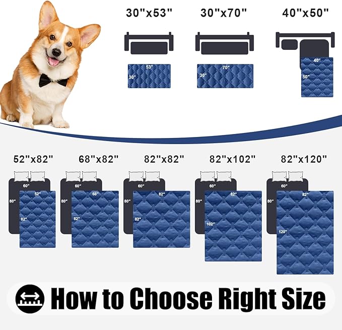 Smiry Waterproof Dog Bed Cover Blanket, Soft Reversible Pet Blanket, Washable Leakproof Cats Dogs Couch Cover for Sofa, Couch, Furniture (82x102 Inch, Navy/Blue)