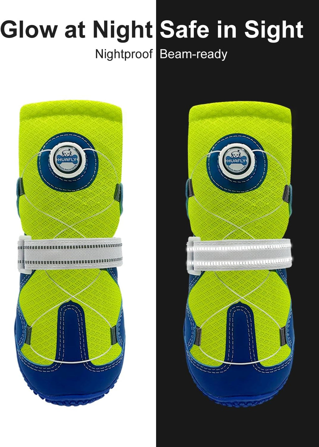 Huafly Tension Knob Dog Shoes – Twist-Lock Dog Boots & Paw Protectors for Small Medium Large Dogs,Non-Slip Sole Breathable Mesh Reflective Strap for Hiking Camping Hot Pavement & Hard Floor (Size 6)