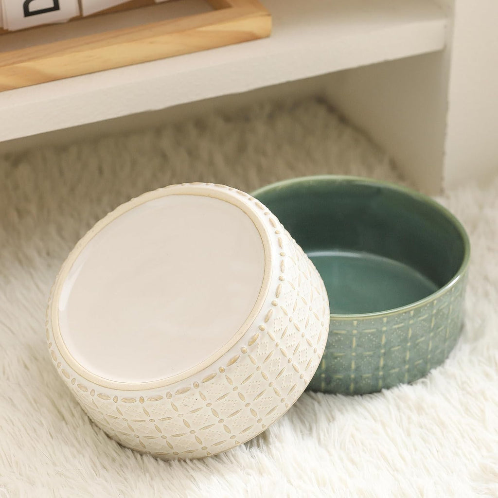 Ceramic Dog Bowl, 6.5 inch Pet Dog Food Bowl Water Bowls, Dogs Dish for Middle and Small Dogs, Puppy, Green