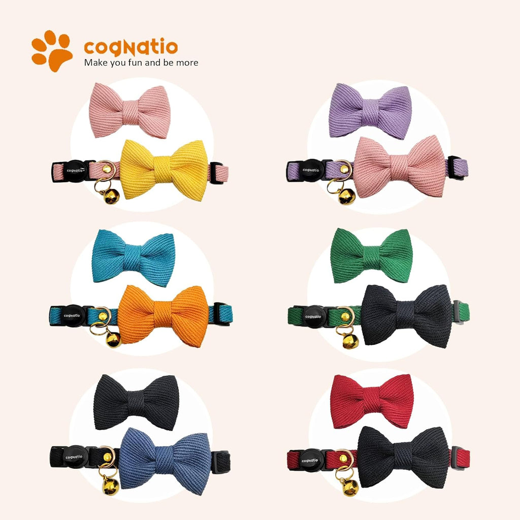 Cat Collar with Bells, Safety Quick Release Breakaway cat Collars with 2 Bows in, 1 Pack Girl Boy Kitten Collar,Adjustable 20-30cm (Black, 20-30cm)