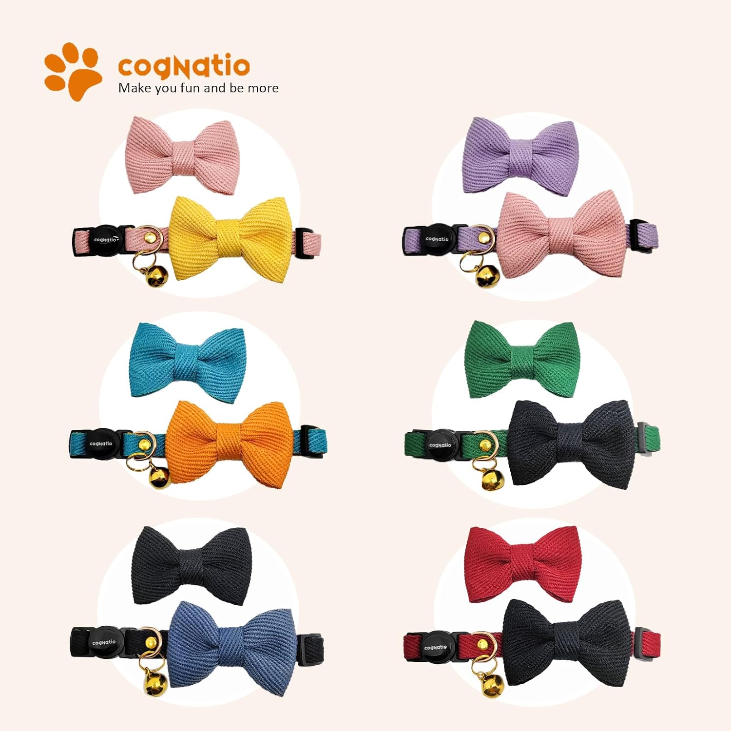 Cat Collar with Bells, Safety Quick Release Breakaway cat Collars with 2 Bows in, 1 Pack Girl Boy Kitten Collar,Adjustable 20-30cm (Black, 20-30cm)