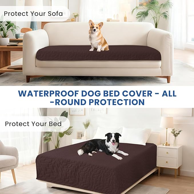 Waterproof Dog Blanket, Non-Slip Soft Pet Bed Cover, Couch Cover for Dogs Washable, Protects Sofa, Furniture, Crate, Car, Tear Resistant Leakproof Pet Blanket (68x82 Inch, Coffee)