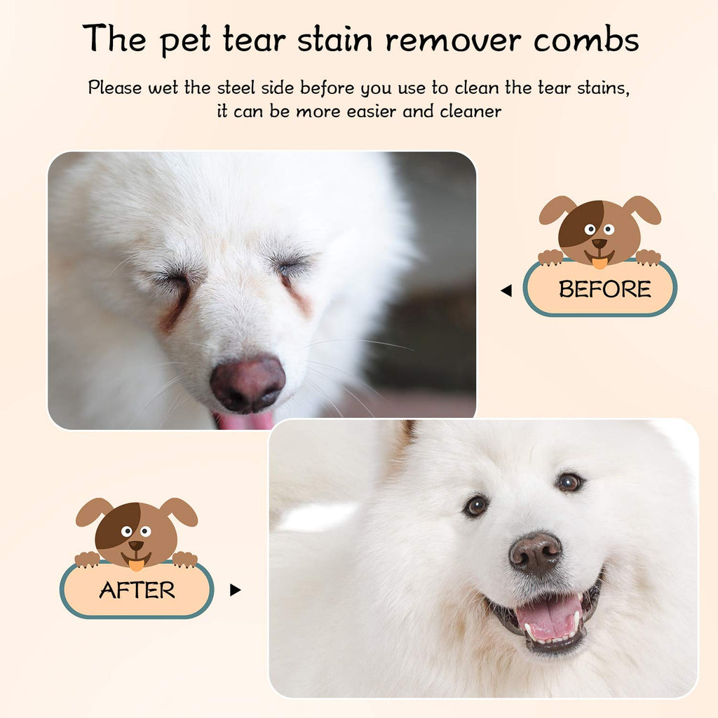 Mudder 6 Pieces Dog Grooming Comb - Double-Sided, Multipurpose Tool for Removing Tear Stains, Crust, Mucus, and Fleas from Small Pets Like Cats and Puppies