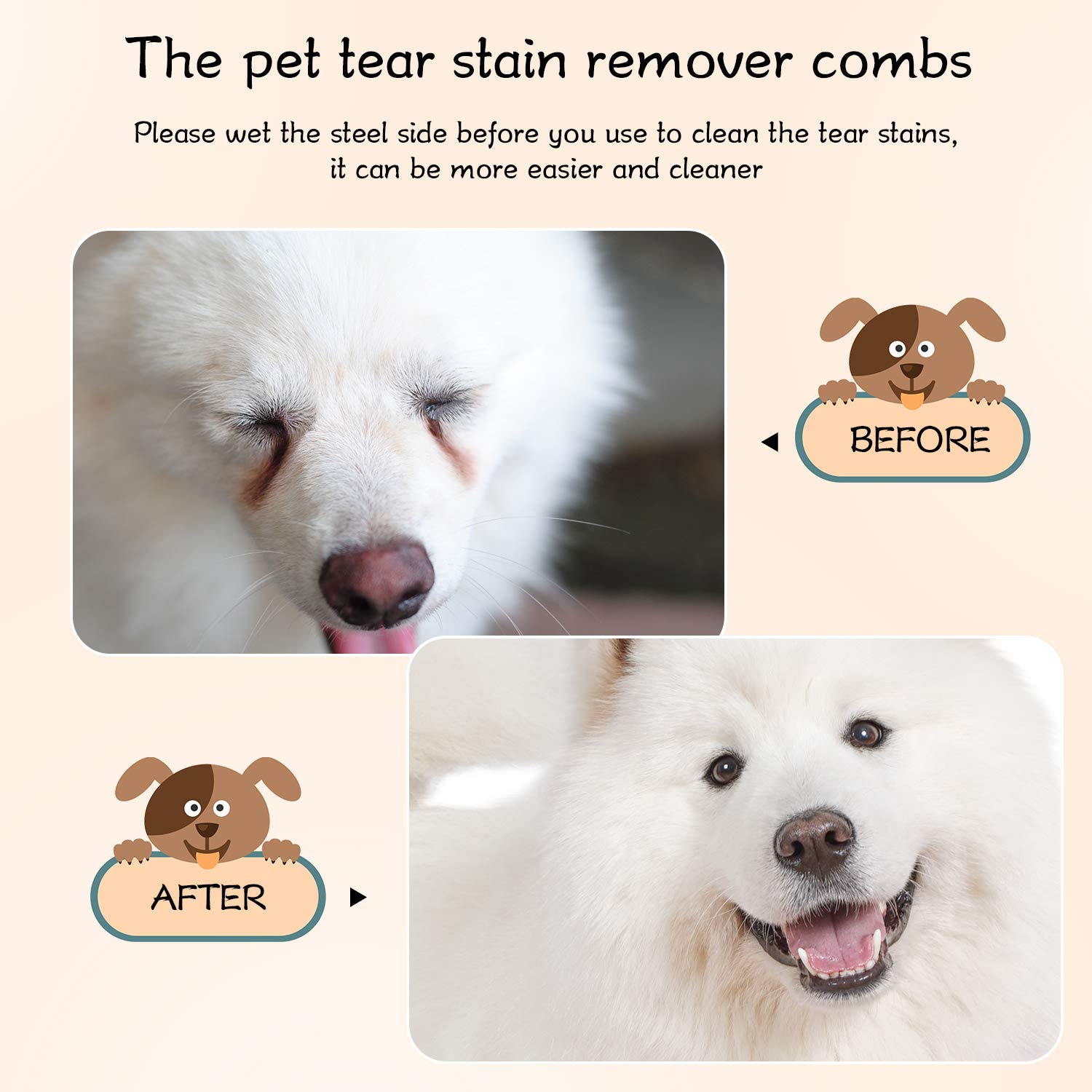 Mudder 6 Pieces Dog Grooming Comb - Double-Sided, Multipurpose Tool for Removing Tear Stains, Crust, Mucus, and Fleas from Small Pets Like Cats and Puppies